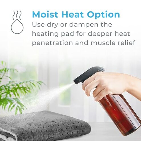 Pure Enrichment® PureRelief® XL Heating Pad - 12" x 24" Electric Heating Pad for Back Pain & Cramps, 6 Heat Settings, Soft Machine Wash Fabric, Auto-Off & Moist Heat (Charcoal Gray)