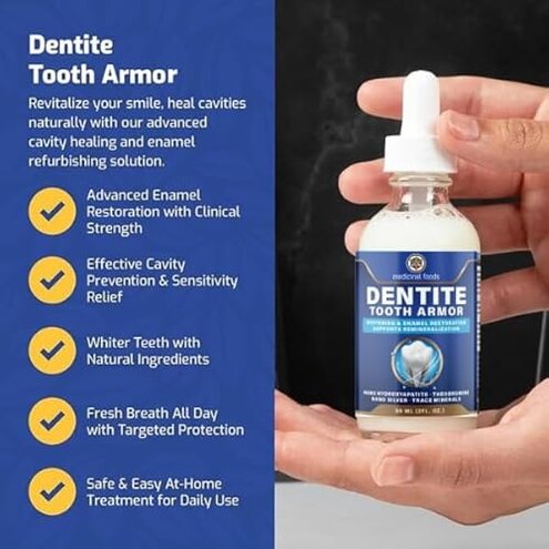Original Dentite Tooth Armor Liquid | Clinically Strengthen Enamel with Remineralization Drops | at-Home Tooth Enamel Repair | Stronger Teeth | Hydroxyapatite | 60 ml
