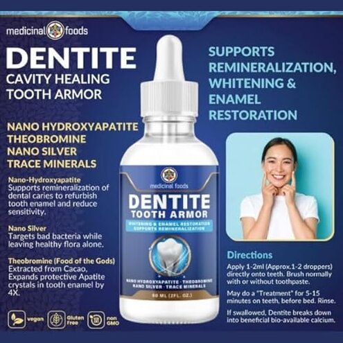 Original Dentite Tooth Armor Liquid | Clinically Strengthen Enamel with Remineralization Drops | at-Home Tooth Enamel Repair | Stronger Teeth | Hydroxyapatite | 60 ml