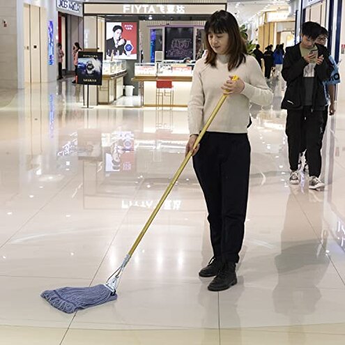 Midoneat Heavy Duty Commercial Industrial Mop ,58" Looped-End String Wet Cotton Mops for Floor Cleaning, Including Three mop Head Replacement