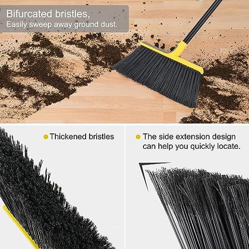 4 Packs Outdoor Broom for Floor Cleaning with 58" Long Handle, Heavy-Duty Commercial Brooms for Sweeping Indoor Outdoor Courtyard Restaurant Garage Patio Decks Mall Market Kitchen Office Lobby Shop