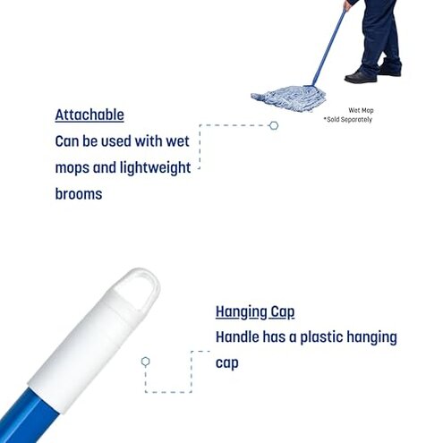 Carlisle FoodService Products Duo-Sweep, Flagged Angled Warehouse Broom with Handle, 48 Inches, Blue