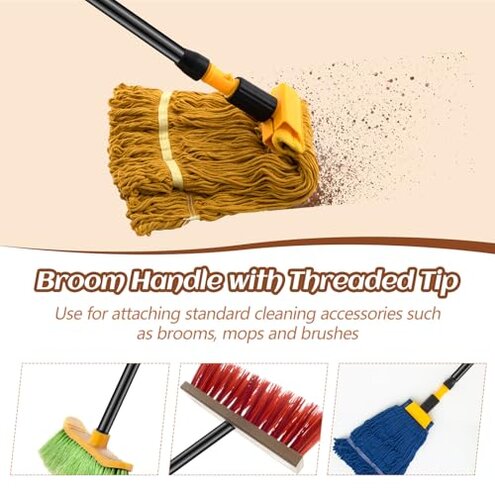 Gisafai 20 Pcs Broom Handle with Threaded Tip Powder Coated Broom Handle Metal Cleaning Pole with Plastic Thread Stick for Floor Brushes Replacement Cleaning Tools Accessories