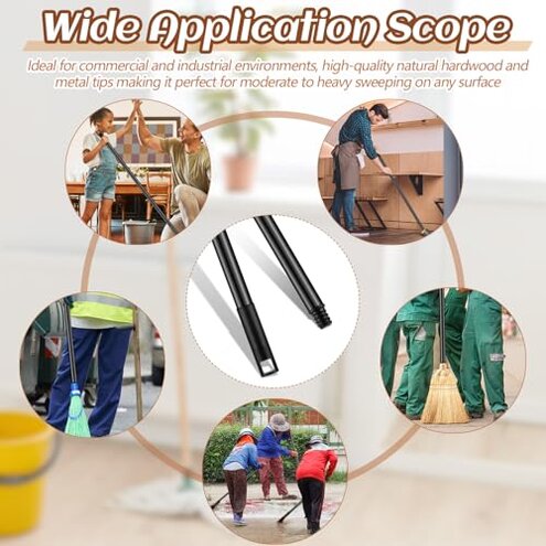 Gisafai 20 Pcs Broom Handle with Threaded Tip Powder Coated Broom Handle Metal Cleaning Pole with Plastic Thread Stick for Floor Brushes Replacement Cleaning Tools Accessories