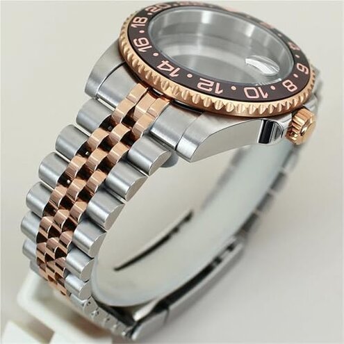 FEIYASHI 40mm Men's Watch Case Sapphire Crystal Glass Parts for nh34 nh35 nh36 2824 8215 Movement 28.5mm Dial (Black Hand Case Black Ceramic, nh34 nh35 nh36 Movement, Glass Bottom Cover No Calendar)