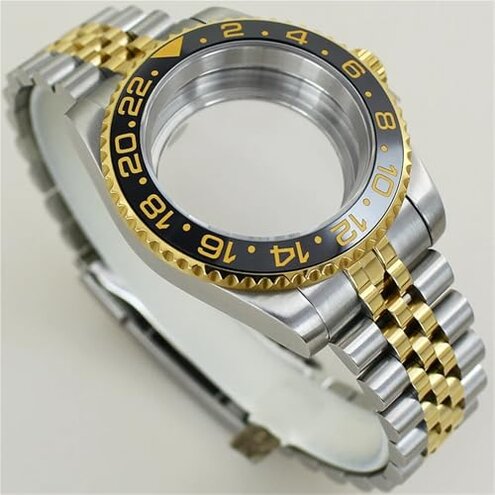 FEIYASHI 40mm Men's Luxury Watch Case 316 Stainless Steel Watch Accessories Sapphire Crystal Glass For Nh34 Nh35 Nh36 Nh38 8215 2824 Movement (Solid bottom cover without calendar, NH34 NH35 NH36 NH38 8215 2824 movement, silvery case black ring)