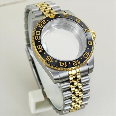 FEIYASHI 40mm Men's Luxury Watch Case 316 Stainless Steel Watch Accessories Sapphire Crystal Glass For Nh34 Nh35 Nh36 Nh38 8215 2824 Movement (Solid bottom cover without calendar, NH34 NH35 NH36 NH38 8215 2824 movement, silvery case black ring)