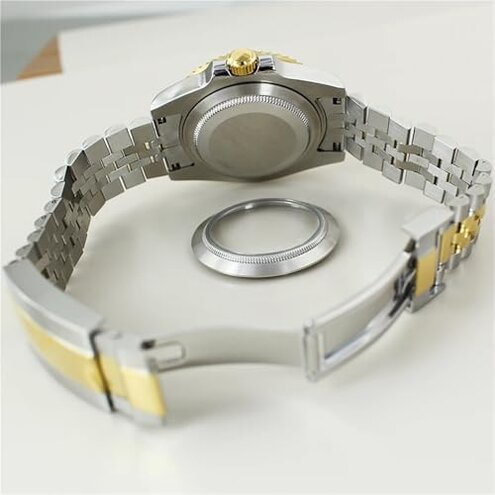 FEIYASHI 40mm Men's Luxury Watch Case 316 Stainless Steel Watch Accessories Sapphire Crystal Glass For Nh34 Nh35 Nh36 Nh38 8215 2824 Movement (Solid bottom cover without calendar, NH34 NH35 NH36 NH38 8215 2824 movement, silvery case black ring)