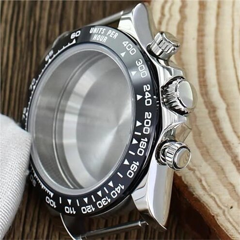 FEIYASHI 39MM Steel Ceramic Bezel Watch Case Sapphire Crystal Glass Automatic Watch Assembly Kit for VK63 Movement (A1)