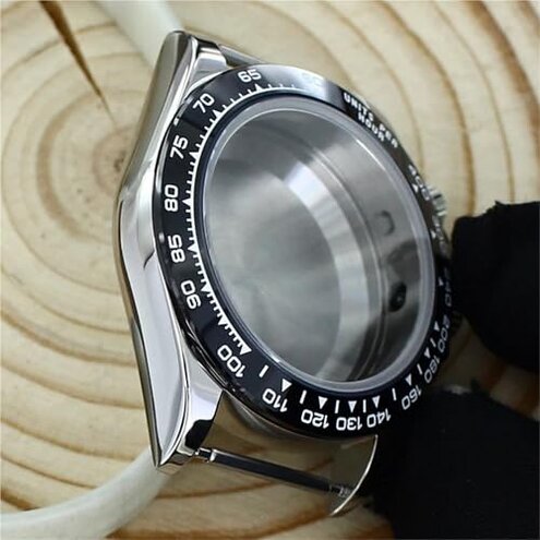 FEIYASHI 39MM Steel Ceramic Bezel Watch Case Sapphire Crystal Glass Automatic Watch Assembly Kit for VK63 Movement (A1)