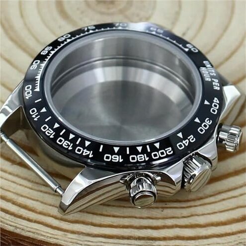 FEIYASHI 39MM Steel Ceramic Bezel Watch Case Sapphire Crystal Glass Automatic Watch Assembly Kit for VK63 Movement (A1)