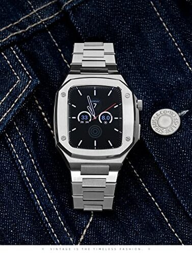 Stainless Steel Strap Case for Band Modification 45mm 44mm 41mm MetalKit Set for Series 7 6 SE 5 4 3 2 1