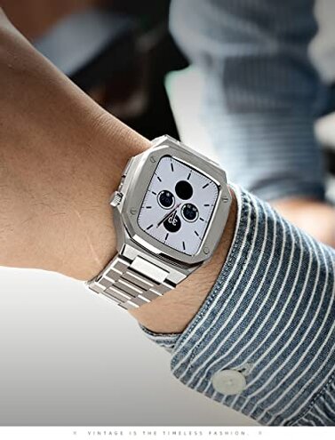 Stainless Steel Strap Case for Band Modification 45mm 44mm 41mm MetalKit Set for Series 7 6 SE 5 4 3 2 1