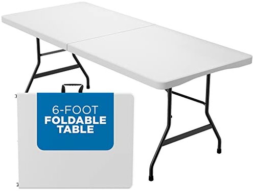 Sorfey Folding Table 6-Foot X 30 inch, White Plastic