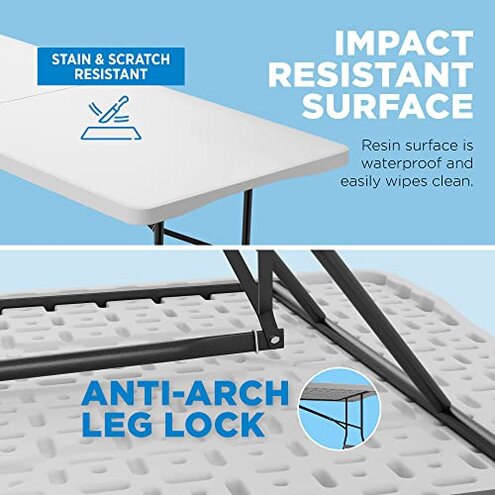 Sorfey Folding Table 6-Foot X 30 inch, White Plastic