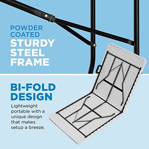 Sorfey Folding Table 6-Foot X 30 inch, White Plastic