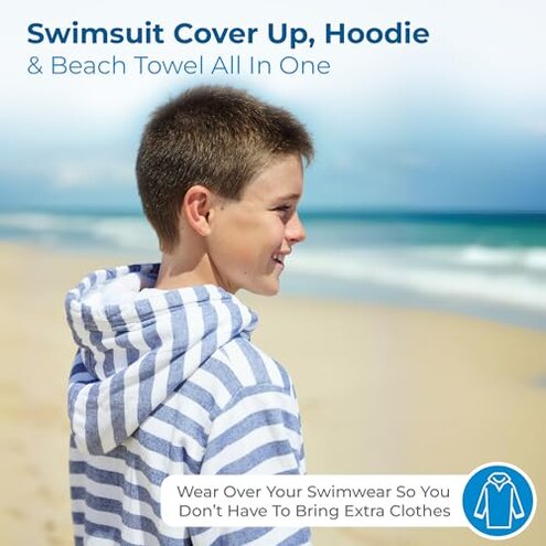 Kids Bathrobe & Hooded Towels for Kids - Ultra Soft Turkish Bath Towels with Terry Lining, Zip & Pockets - Bath, Home & Beach Cover Up, Swim Poncho – Ideal Gift for Boys & Girls - Medium (5-8 Years)