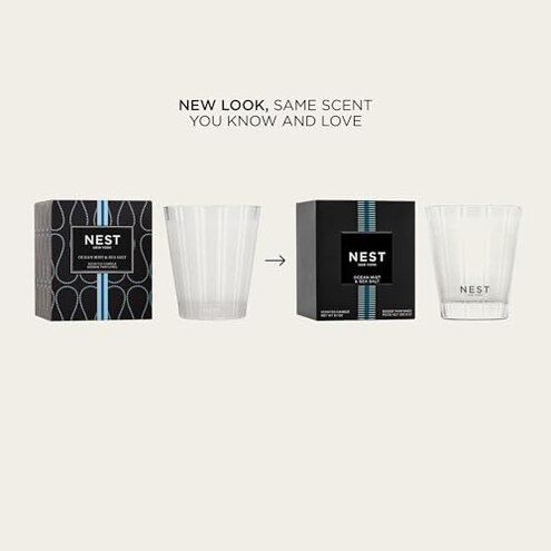 NEST New York Scented Classic Candle, Ocean Mist & Sea Salt - 8.1 oz - Up to 60-Hour Burn Time - Reusable Glass Vessel