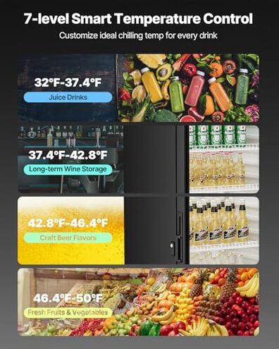 VEVOR Commercial Merchandiser Refrigerator, 6.9 CU.FT Glass Door Display Refrigerator, Beverage Refrigerator Cooler Merchandiser with Adjustable Shelves, Soft LED Light, Customizable Lightbox, Black