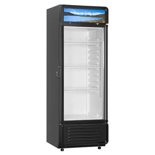 VEVOR Commercial Merchandiser Refrigerator, 6.9 CU.FT Glass Door Display Refrigerator, Beverage Refrigerator Cooler Merchandiser with Adjustable Shelves, Soft LED Light, Customizable Lightbox, Black