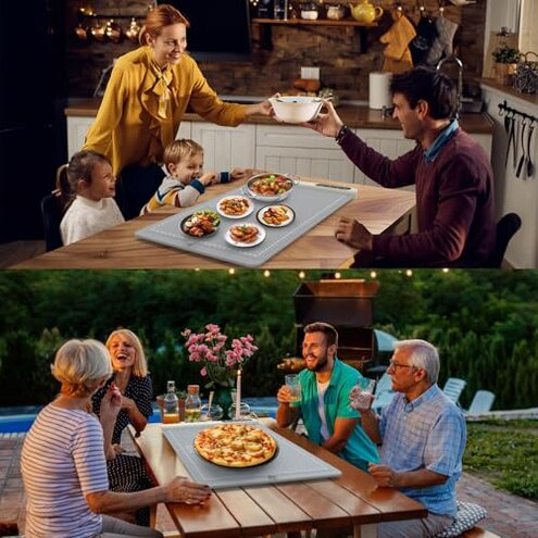 FYY Warming Mat for Food - Rapid and Full Surface Heating, 6 Temp Settings, 6H Timer, Rollable Portable Food Warming Mat, Ideal for Gatherings, Parties, Keep Meal Warm (X Large Size, Gray)