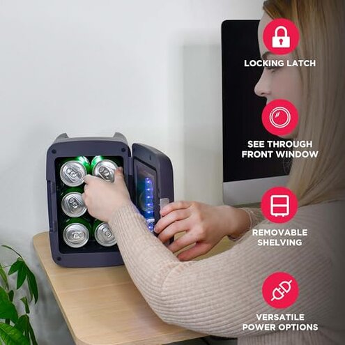 Frigidaire EFMIS179 Gaming Light Up Mini Beverage Refrigerator, Stealth