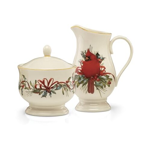 Lenox 847266 Winter Greetings Sugar & Creamer Set, Christmas & Holiday Hosting