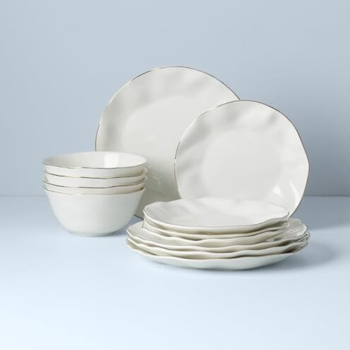 Lenox Blue Bay 12-Piece Dinnerware Set, 15.20 LB, White