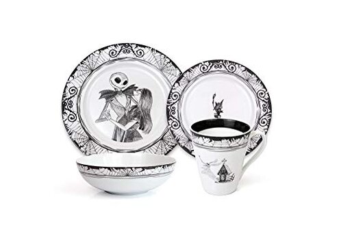 The Nightmare Before Christmas 16-Piece Dinnerware Set | Ceramic Dish Set White