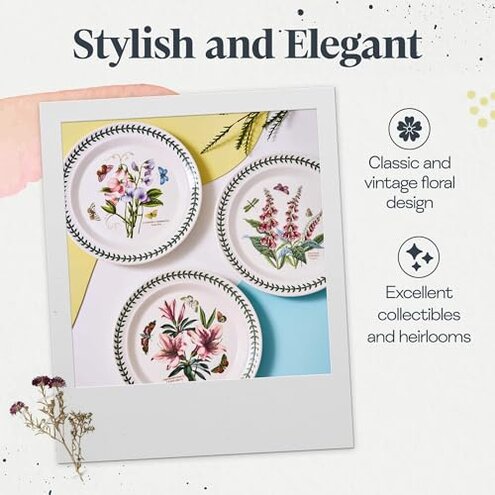 Portmeirion Botanic Garden 30-Piece Dinnerware Set - Nature-Inspired Floral Motifs - Dishwasher, Microwave, Freezer Safe Elegant Dining Plates, Bowls, Mugs - Fine Earthenware for Home Gatherings