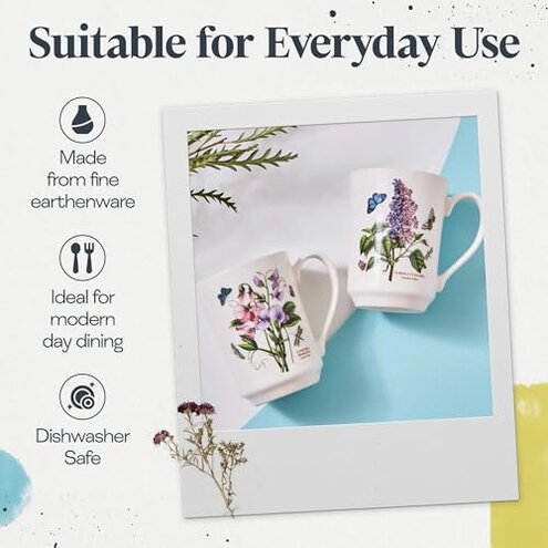 Portmeirion Botanic Garden 30-Piece Dinnerware Set - Nature-Inspired Floral Motifs - Dishwasher, Microwave, Freezer Safe Elegant Dining Plates, Bowls, Mugs - Fine Earthenware for Home Gatherings