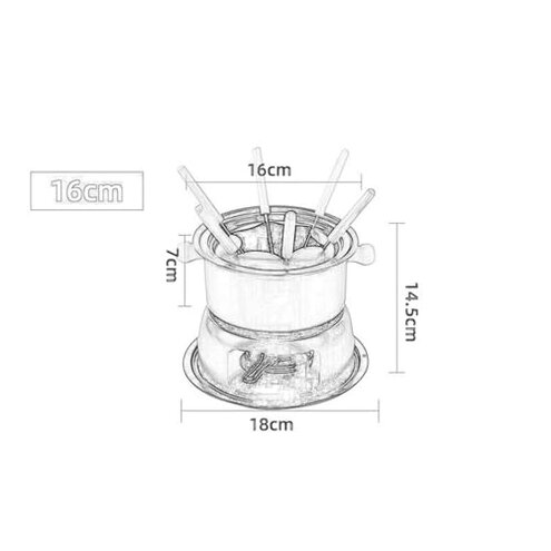 Cheese Heating Stove with Fork Compact Portable and Ultra-Flexible Non-Stick Pan Safety Durable Metal Hot Pot for Chocolate Ice-Cream Melting Fondue(Red,16cm)