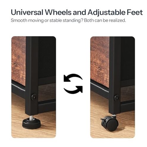 HOOBRO File Cabinet, 2-Drawer Vertical Mobile Office Cabinet, Rolling Printer Stand, for A4/Letter Size Files, Nonwovens Drawer, for Home Office, Rustic Brown BF21WJ01