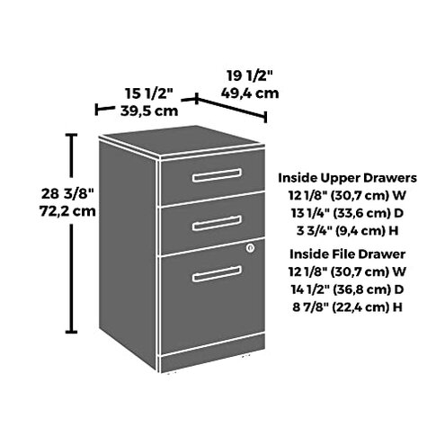 OfficeWorks by Sauder Affirm 3 Drawer Mobile File, Noble Elm Finish