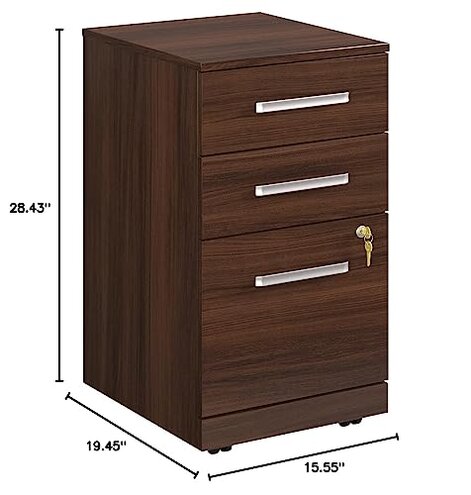 OfficeWorks by Sauder Affirm 3 Drawer Mobile File, Noble Elm Finish