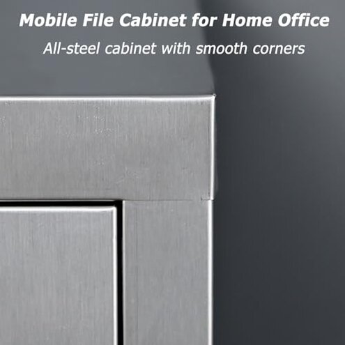 Stainless Steel File Cabinet with Lock, Under Desk Mobile File Cabinet for Home Office, Garage Tool Chest Cabinet Metal Medicine Cabinet, for Warehouse/Repair Shop/Home
