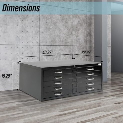Letaya 5 Drawer File Cabinet with Lock,Metal Lateral Filing Cabinets for Home Office Hanging Files Letter/Legal/F4/A4 Size(Black-Requires Installation)