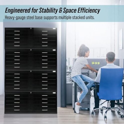 Letaya 5 Drawer File Cabinet with Lock,Metal Lateral Filing Cabinets for Home Office Hanging Files Letter/Legal/F4/A4 Size(Black-Requires Installation)