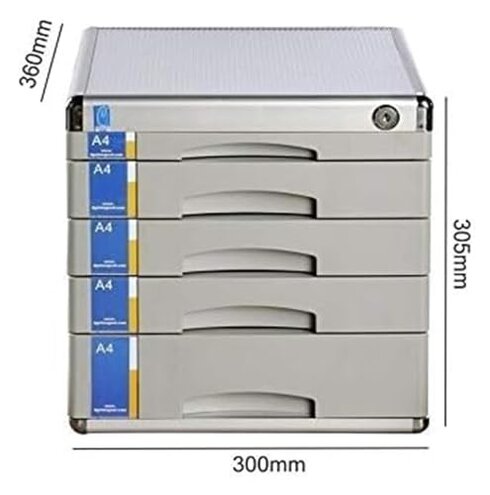 TiStm File Cabinet Flat File Cabinet, Drawer Organizer Lockable, for Office Supplies Storage, Aluminum Alloy - Grey