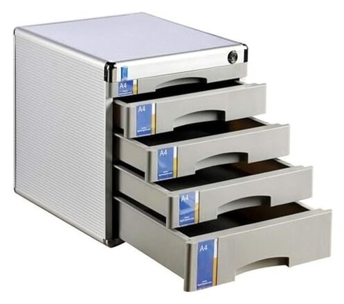 TiStm File Cabinet Flat File Cabinet, Drawer Organizer Lockable, for Office Supplies Storage, Aluminum Alloy - Grey