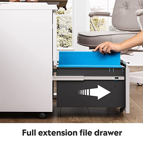 DEVAISE 2 Drawer Mobile File Cabinet with Lock, Commercial Vertical Filing Cabinet for Home Office, White