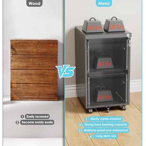 Aobabo 2 Drawer File Cabinet with Wheels, Lockable Metal Filing Cabinet with Business Card Slot for Legal/Letter Size Home Office, Required Assembled,Black