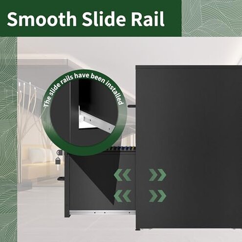 VIYET File Cabinet, Vertical File Cabinets with Lock for Home Office,Heavy Duty Office Steel Filing Cabinet for Hanging Letters/Legal/A4, Assembly Required (Black, 2 Drawers-Small)