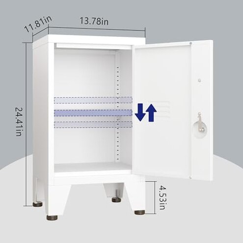 PAOFIN 24.4" H Metal Locker Storage Cabinet with 1 Doors, Pantry with Shelves, Storage Cabinet with Adjustable Leveling Foot for Kitchen, Employees, Office, Kids Locker