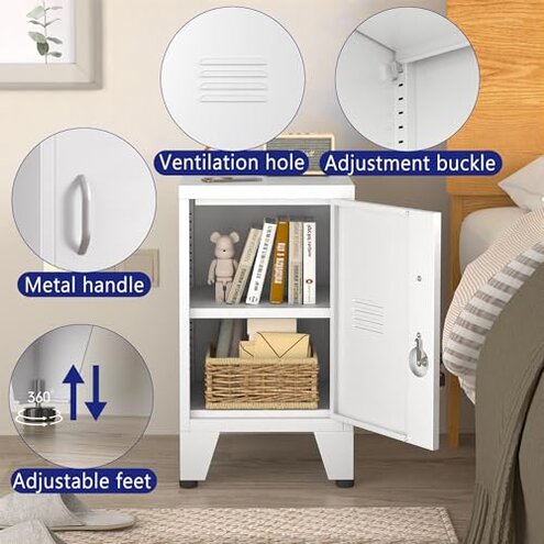 PAOFIN 24.4" H Metal Locker Storage Cabinet with 1 Doors, Pantry with Shelves, Storage Cabinet with Adjustable Leveling Foot for Kitchen, Employees, Office, Kids Locker