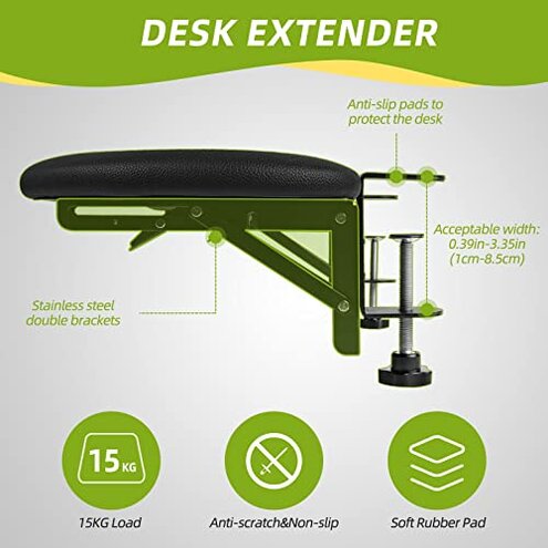 Giecy Desk Extender Adjustable Arm Rest Support for arm Support for Computer Desk Ergonomic Arm Rest Extender Rotating Mouse Pad Holder for Table Office Desk