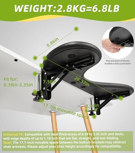 Giecy Desk Extender Adjustable Arm Rest Support for arm Support for Computer Desk Ergonomic Arm Rest Extender Rotating Mouse Pad Holder for Table Office Desk