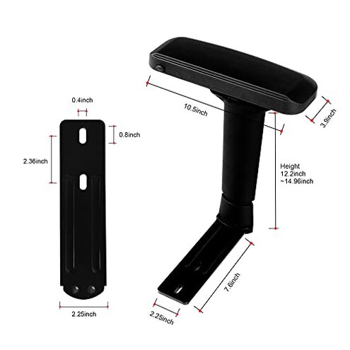 Frassie 4D Height Adjustable Chair Armrest Pair, Gaming Office Boss Chair Arms Set Replacement Part