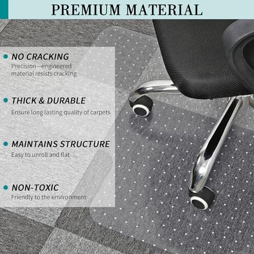 Office Chair Mat for Carpets, Clear Computer Desk Chair Mat for Low Carpeted Floors, Thick and Sturdy Carpet Protector, Easy Glide and Flat Without Curling(30'' x 48'' Rectangle)