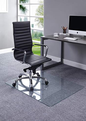 Lorell Tempered Glass Chairmat, 46" Width x 36" Depth x 0.25" Thickness, Clear, 1 Each